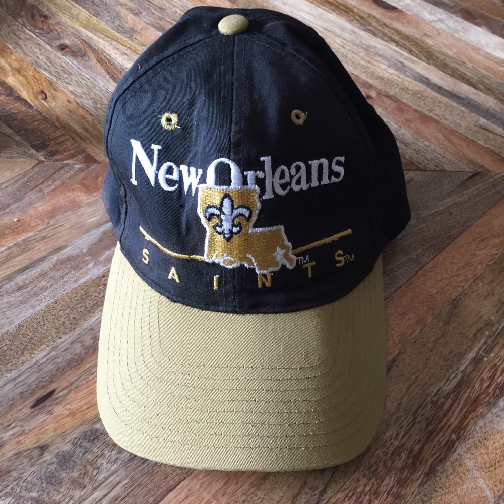 Vtg New Orleans Saints SnapBack Hat Black NOLA